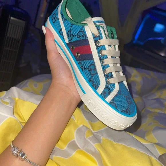 Gucci Blue Monogram Sneakers